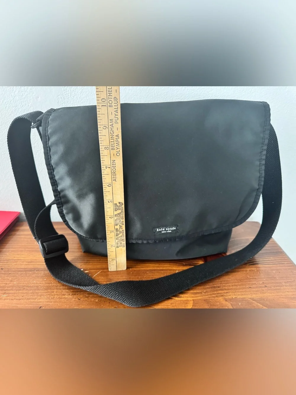Kate Spade black Nylon Messenger Bag w/ adjustable shoulder strap